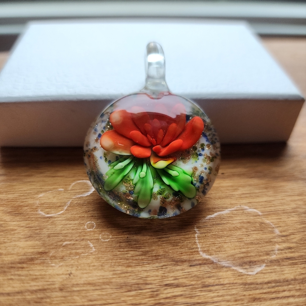 Glass Pendant with Floral Design